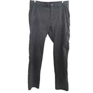 Prana Zion Mens Charcoal Grey Stretch Hiking Cargo Pants Roll Up Hem Size 36x34